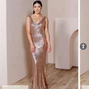 SOLD Rose Gold Sequin Dress in Dakota by Revelry